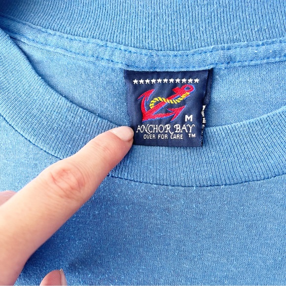 VINTAGE 1970s Blue Sailor Single Stitch T-Shirt All American Boys Anchor Bay - Picture 8 of 10